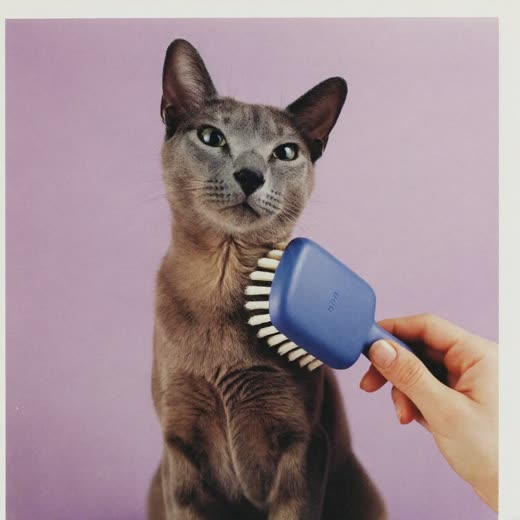 A cat being brushed